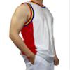 DIGITMON Men's 3-Stripes Basketball Gym Workout Athletic Tank Tops Shirts Mesh Jersey Uniform Made in USA (WHITERED, XL) view 2