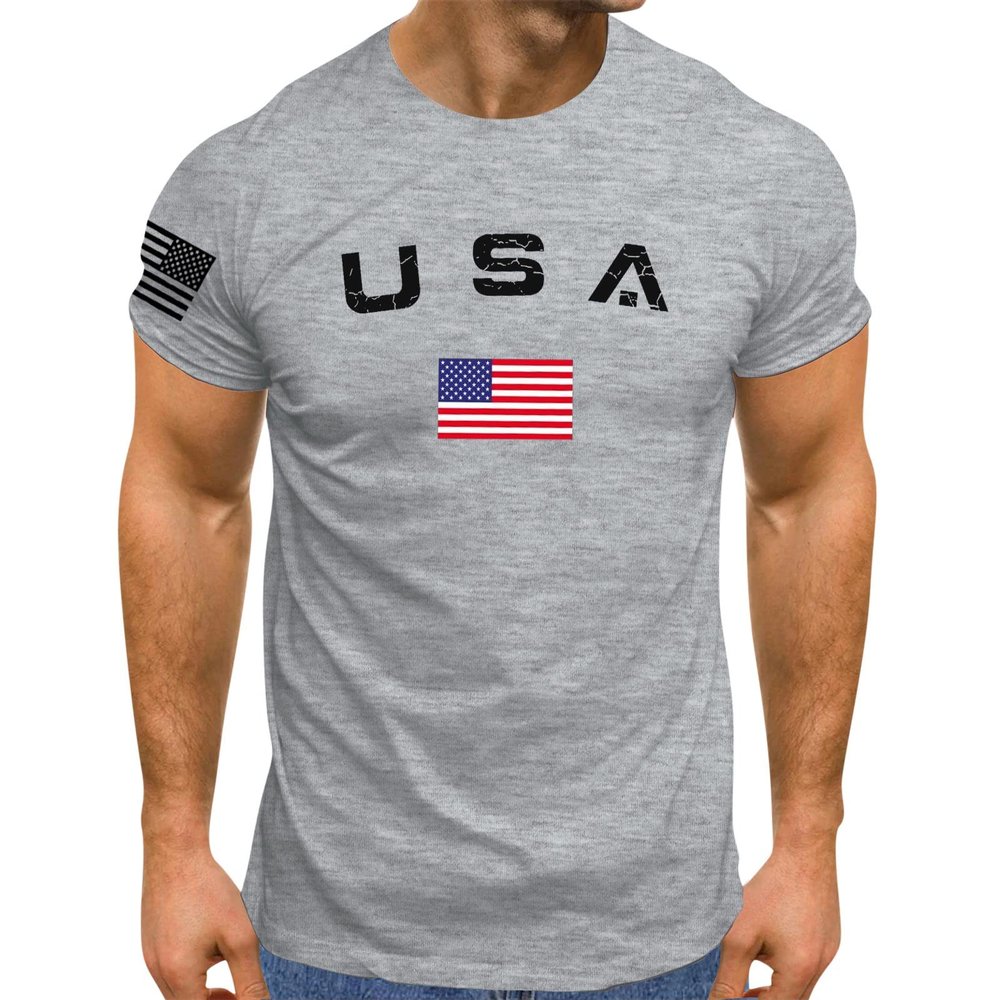 ZYXTIM Mens Patrotic Shirts American Flag Shirt American Flag T Shirts Mens July 4th Shirts for Men Mens Shirts America Short Sleeve Button Down(Grey,X-Large)