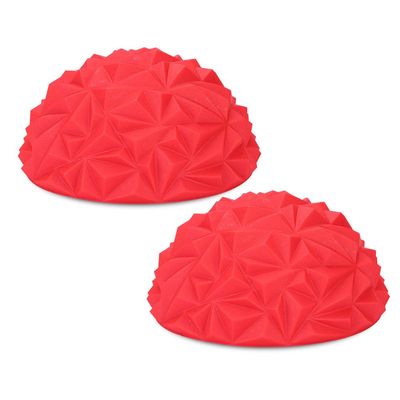 Leapiture 2Pcs Pilates Half Ball Stability Ball Fitness Balance Ball Yoga Half Ball Half Dome Balance Ball Spiky Massage Ball Yoga Balance Trainer for Fitness (Red)