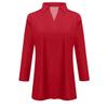 NineFit Basics Polo Shirts for Women,2024 Summer Trendy Plain Lapel V Neck 3/4 Length Sleeve T Shirt,Dressy Casual Loose Fit Going Out Workout Tops Collared Tees Daily Blouses Ladies Work Tunic(B-Red,3XL) view 3