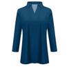 Polo Shirts for Women,2024 Summer Trendy Plain Lapel V Neck 3/4 Length Sleeve T Shirt,Dressy Casual Loose Fit Going Out Workout Tops Collared Tees Daily Blouses Ladies Work Tunic(B-Dark Blue,S) view 3