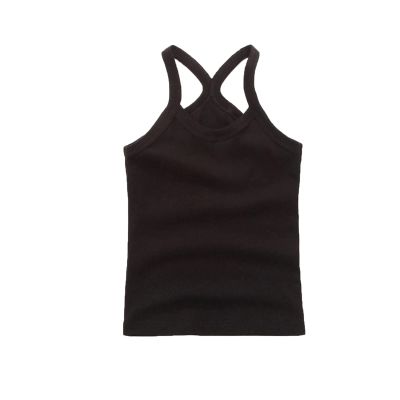 Little Girls Solid Strap Tank Top Racerback Crop Stretch Undershirt Sleeveless Sport Dance Ballet (Black, 18-24 Months)