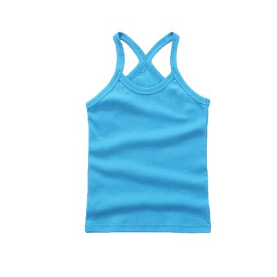 Little Girls Solid Strap Tank Top Racerback Crop Stretch Undershirt Sleeveless Sport Dance Ballet (Blue, 12-18 Months)