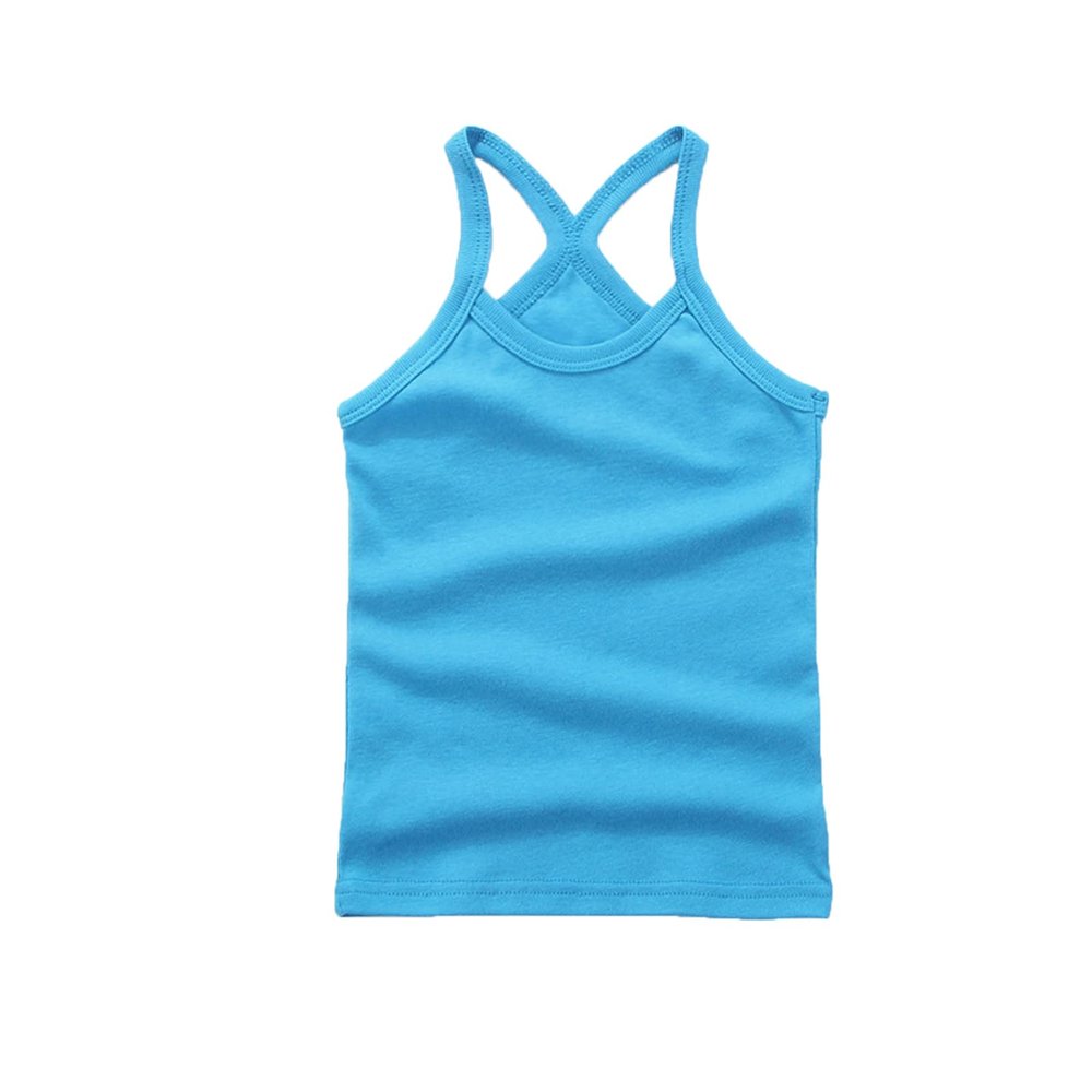 Little Girls Solid Strap Tank Top Racerback Crop Stretch Undershirt Sleeveless Sport Dance Ballet (Blue, 12-18 Months)