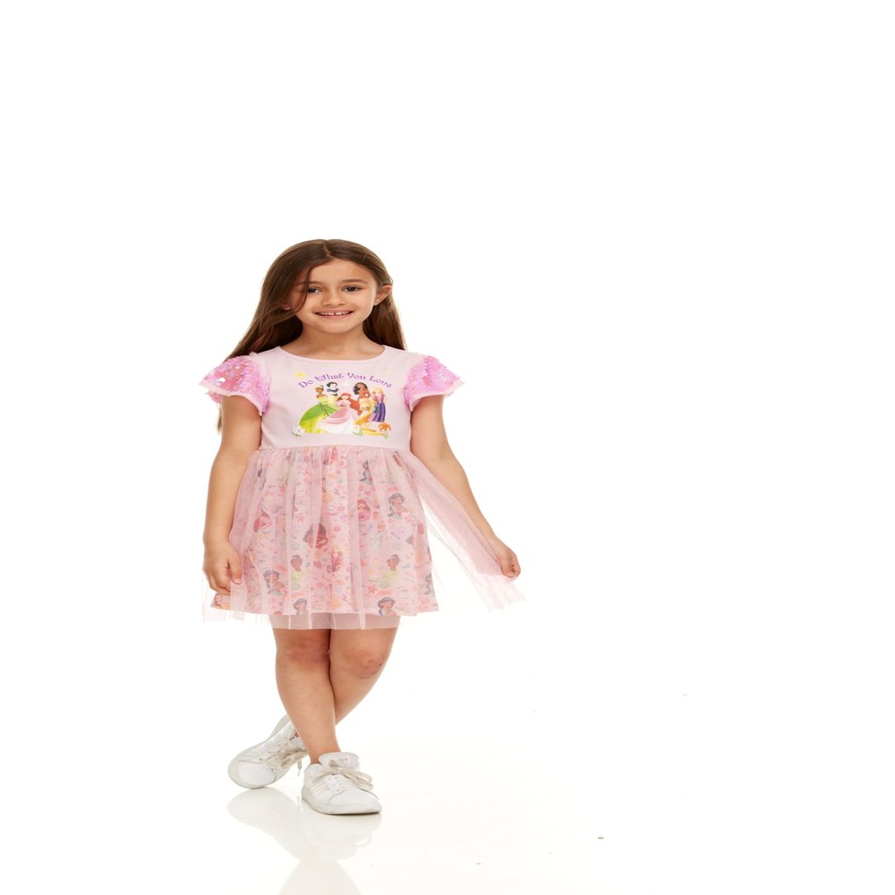 Disney Princess Girls Sequin Sleeve Tulle Dress