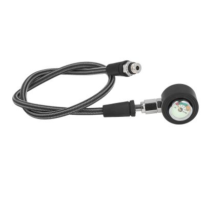 Sorandy Scuba Pressure Gauge, Scuba Diving Pressure Gauge, Stainless Water Pressure Test Gauge with Luminous Design, High Pressure Hose for Bcd Regulator Underwater Diving Equipment (65cm)