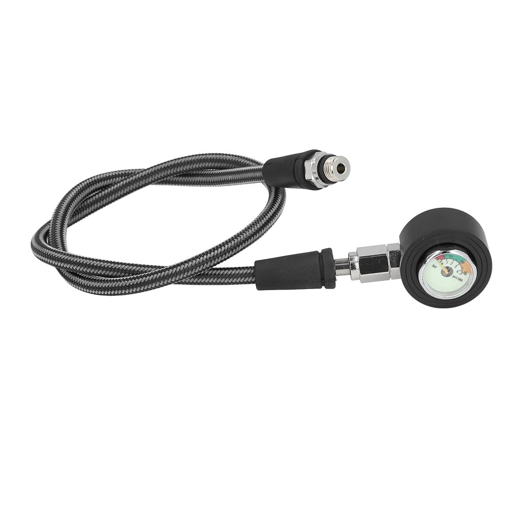 Sorandy Scuba Pressure Gauge, Scuba Diving Pressure Gauge, Stainless Water Pressure Test Gauge with Luminous Design, High Pressure Hose for Bcd Regulator Underwater Diving Equipment (65cm)
