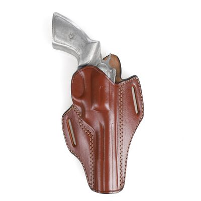 Pusat Holster Premium Leather Open Top Gun Belt Holster 4 inch for Revolver Taurus Tracker 44 (Brown Right Hand)