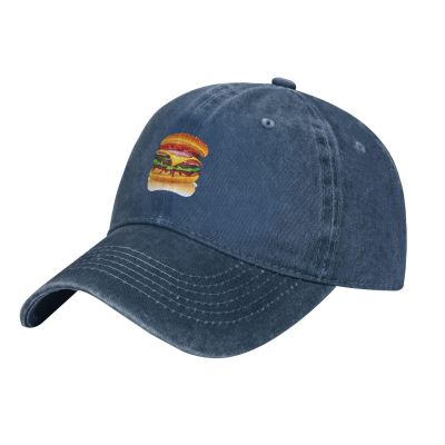 Delicious Burger Baseball Cap for Men Women Hat Vintage Cowboy Hats Adjustable Trucker Caps Navy Blue