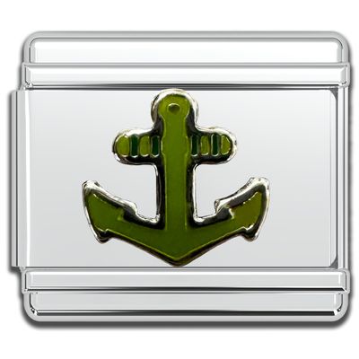 Fablinks Italian Bracelet Charms, 9mm Stainless Steel Charm Link for Women, Modular Jewelry Links for Men (Anchor)