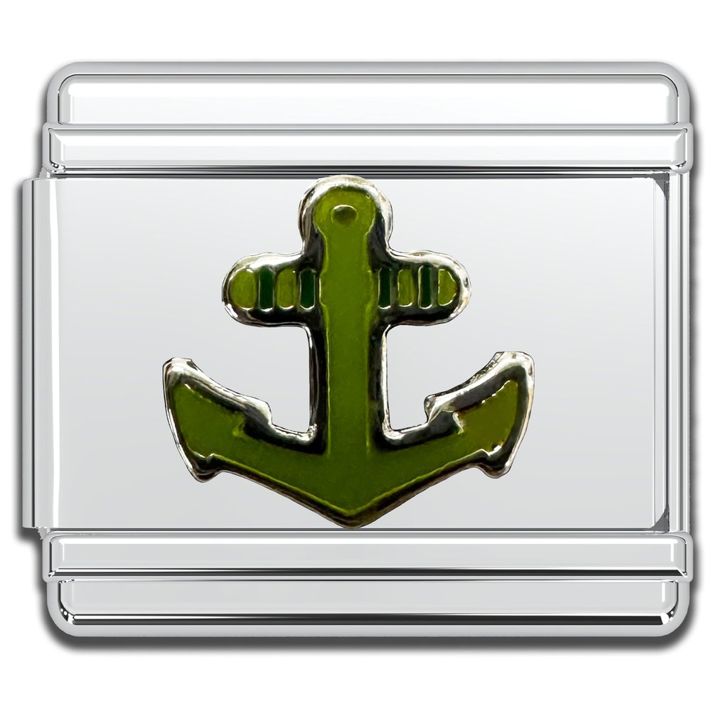 Fablinks Italian Bracelet Charms, 9mm Stainless Steel Charm Link for Women, Modular Jewelry Links for Men (Anchor)