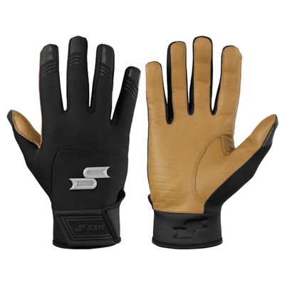 SSK X1 Color Rush Adult Baseball Batting Gloves - Durable Cabretta Leather Palm - 11 Colorways (Black, Small)
