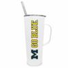 Campus Colors NCAA Stainless Steel 20oz Roadie With Handle & Dual Option Lid With Straw - Officially Licensed Tumbler (Michigan Wolverines - White) view 1