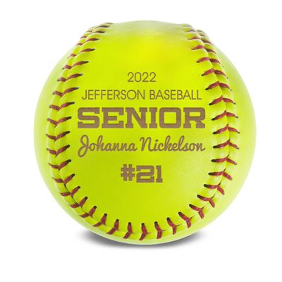 MYETCHEY Personalized Leather Softball | Engraved Softball Award, Trophy (Senior)