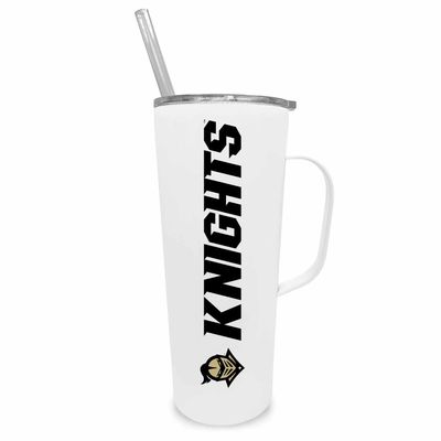 Campus Colors NCAA Stainless Steel 20oz Roadie With Handle & Dual Option Lid With Straw - Officially Licensed Tumbler (Central Florida Knights - White)