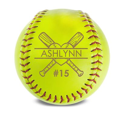 MYETCHEY Personalized Leather Softball Custom Engraved Team Gift, Softball Coach Gift, Senior Night Award, Custom Name & Team Logo Trophy Keepsake (Cross Bat)