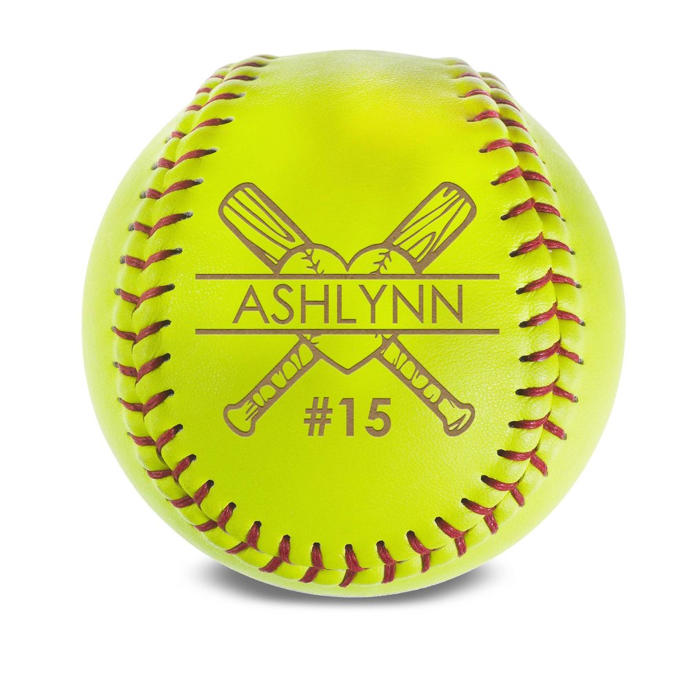 MYETCHEY Personalized Leather Softball Custom Engraved Team Gift, Softball Coach Gift, Senior Night Award, Custom Name & Team Logo Trophy Keepsake (Cross Bat)