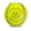 MYETCHEY Personalized Leather Softball | Softball Team Gift | Softball Coach Gifts | Engraved Softball | Softball Award, Trophy (Softball Logo Badge), Yellow view 1