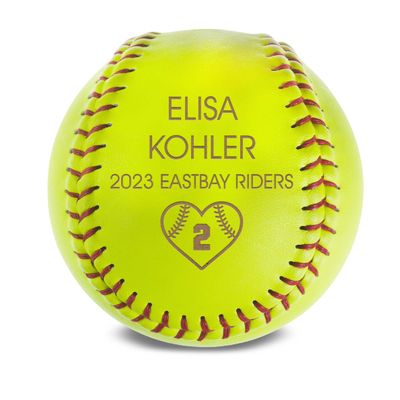 MYETCHEY Personalized Leather Softball Custom Engraved Team Gift, Softball Coach Gift, Senior Night Award, Custom Name & Team Logo Trophy Keepsake (Heart)