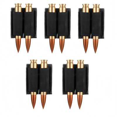 5 Pack 2 Round Ammo Holder Rifle223 308 30-06 Ammo Buttstock Shell HolderGun Shell Stock PouchShooting Accessories