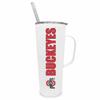 Campus Colors NCAA Stainless Steel 20oz Roadie With Handle & Dual Option Lid With Straw - Officially Licensed Tumbler (Ohio State Buckeyes - White) view 1