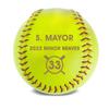 MYETCHEY Personalized Leather Softball | Softball Team Gift | Softball Coach Gifts | Engraved Softball | Softball Award, Trophy (Mayor), Yellow view 1