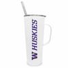 Campus Colors NCAA Stainless Steel 20oz Roadie With Handle & Dual Option Lid With Straw - Officially Licensed Tumbler (Washington Huskies - White) view 1
