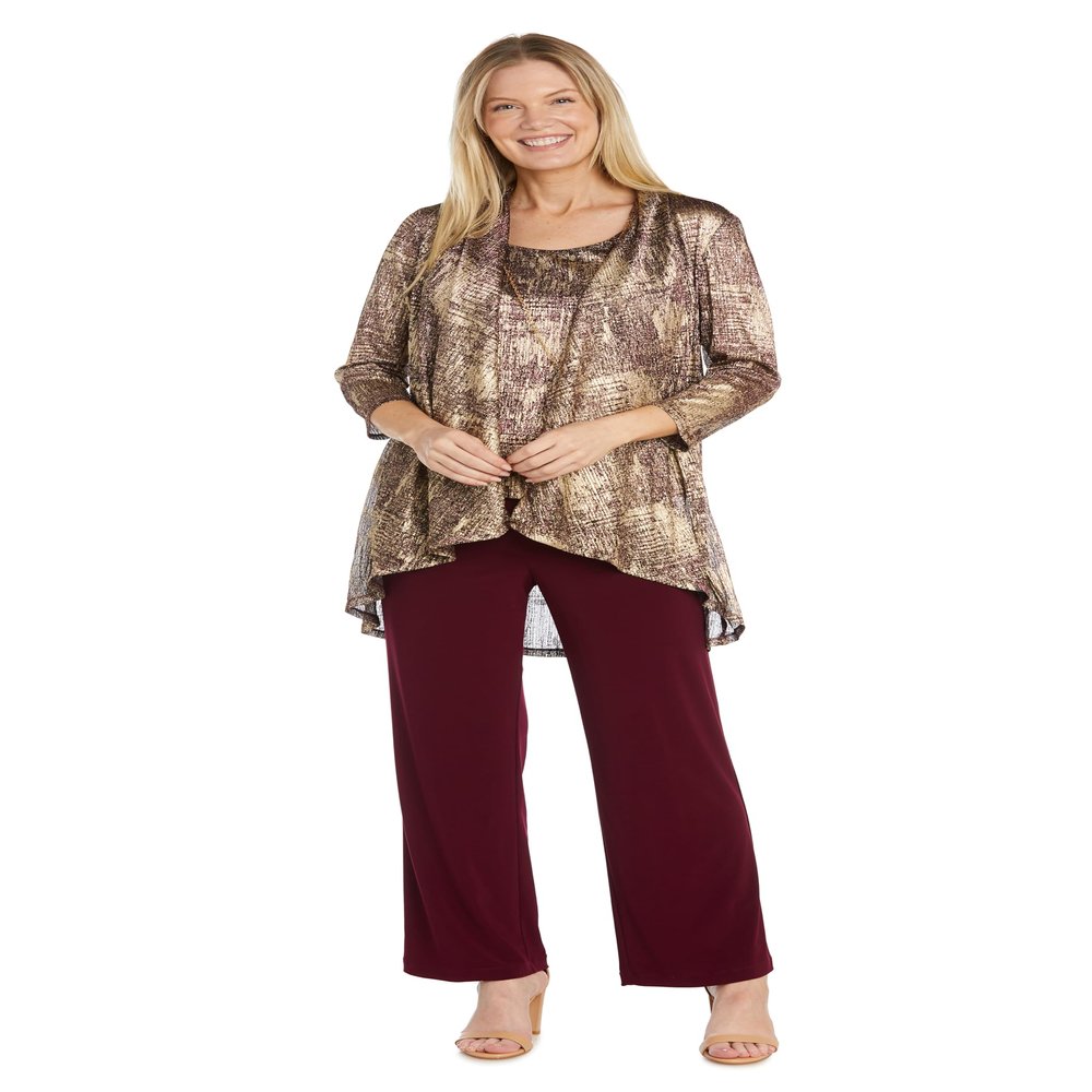 Print Foggy Foil Crinkle Duster Pant Set