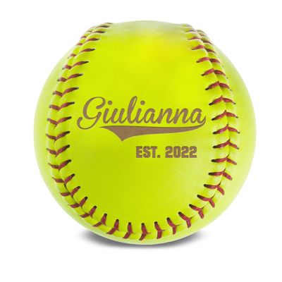 MYETCHEY Personalized Leather Softball Custom Engraved Team Gift, Softball Coach Gift, Senior Night Award, Custom Name & Team Logo Trophy Keepsake (Giulianna)