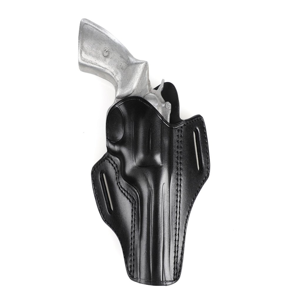 Pusat Holster Revolver Leather OWB Open Top Gun Holster 4 inch for Taurus Tracker 627 (Black Right Hand)