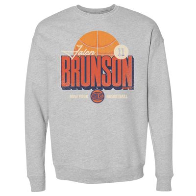 500 LEVEL Jalen Brunson New York Knicks Crewneck Sweatshirt - Jalen Brunson New York Knicks Label WHT (Heather Gray, XX-Large)