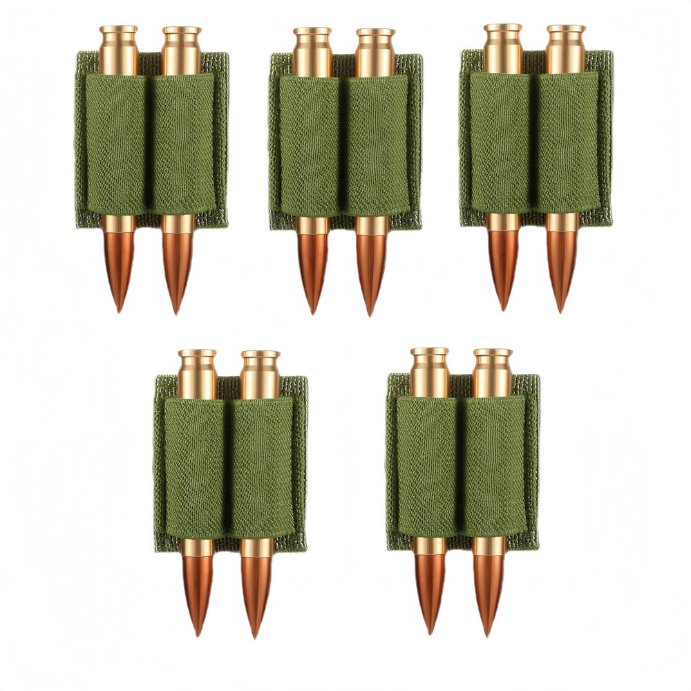 5 Pack 2 Round Ammo Holder Rifle223 308 30-06 Ammo Buttstock Shell HolderGun Shell Stock PouchShooting Accessories