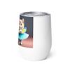 British shorthair cat dressed in her white tutu, it is an expression of beauty and joy Wine tumbler view 2