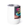 British shorthair cat dressed in her white tutu, it is an expression of beauty and joy Wine tumbler view 4