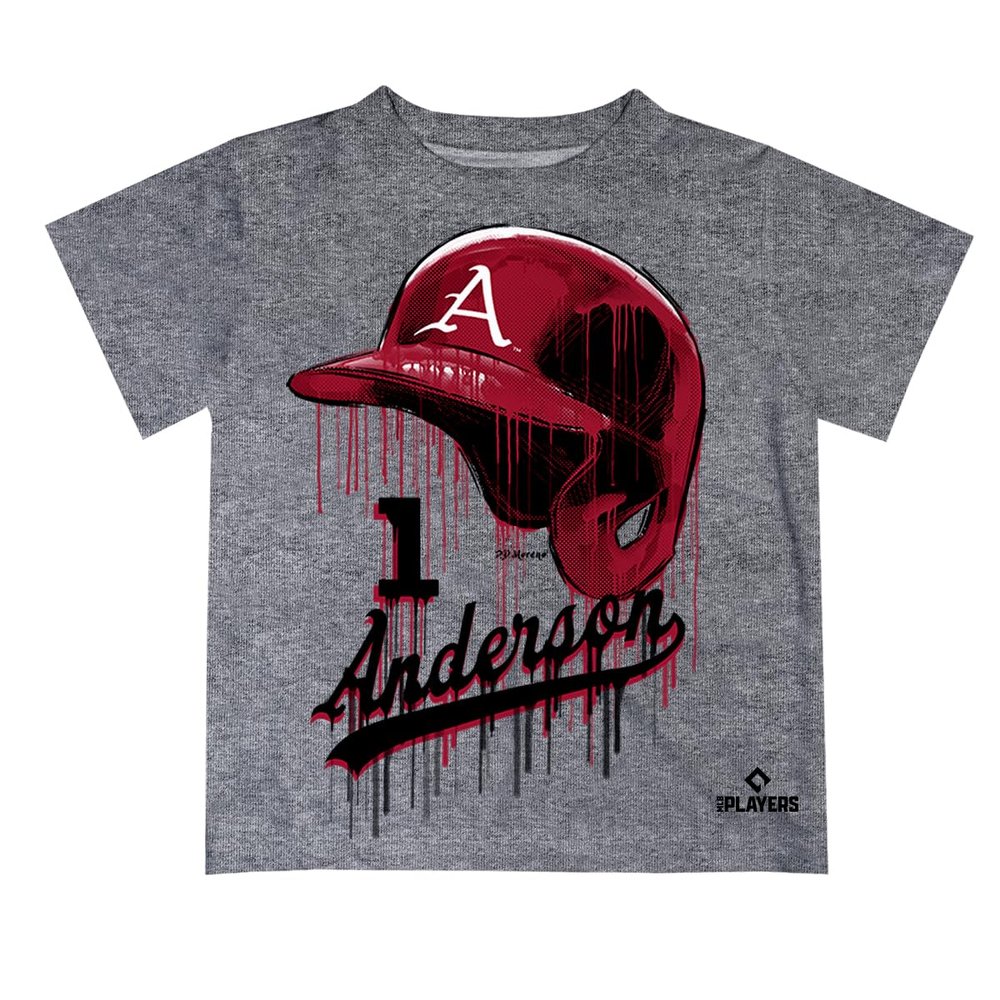 Vive La Fete Brian Anderson Arkansas Razorbacks MLBPA Officially Licensed Dripping T-Shirt Gray