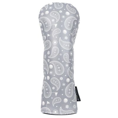 STICKIT Magnetic Fairway Woods/Hybrids Head Cover - Grey Paisley | Premium Leather Golf Accessory with Industrial Magnetic for Easy Attachment | Fits Most Fairway Woods, Metals and Hybrids
