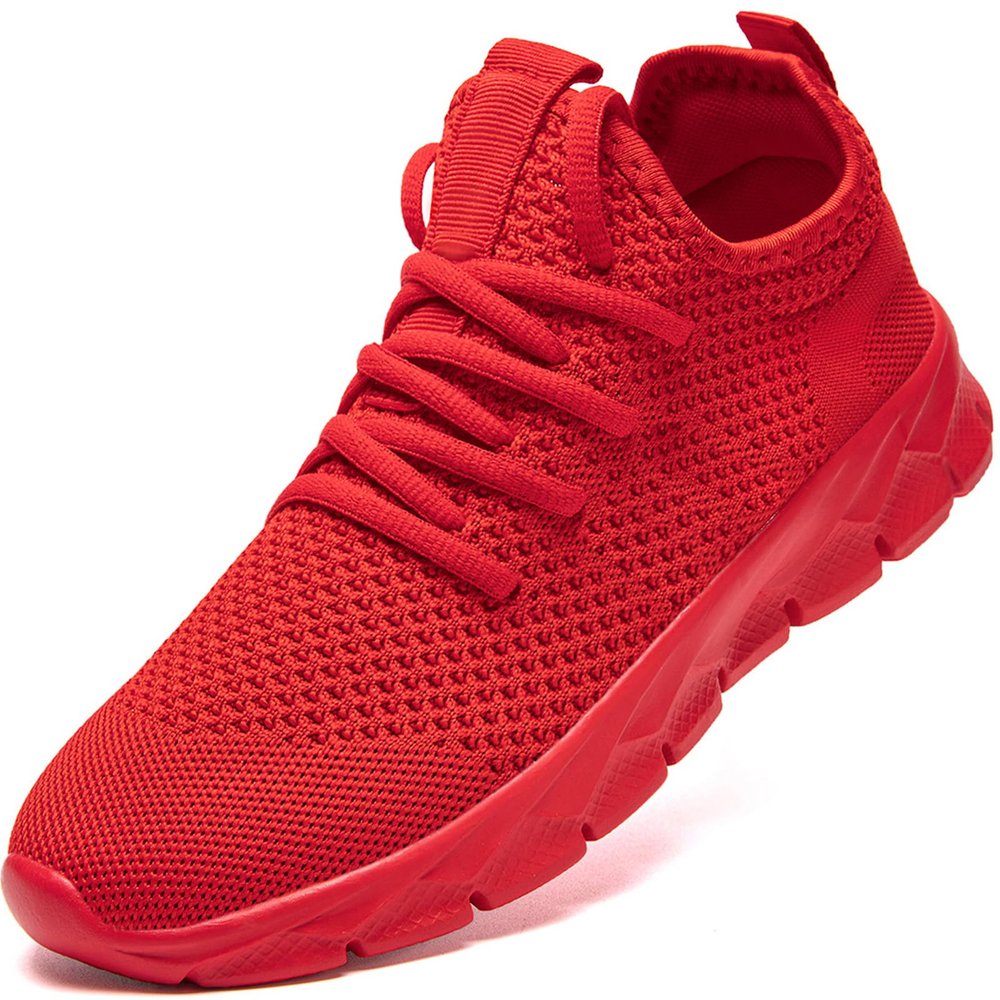 YITUHIO Mens Sneakers Walking Tennis Shoes Lace-up Shoes for Runner Standing All Day Work Light Weight,Red,Mens Size 13.5