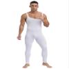 Vxuxlje Men's One Piece Athletic Unitard Square Neck Bodysuit Gymnastics Leotard Tight Jumpsuits White X-Large view 3