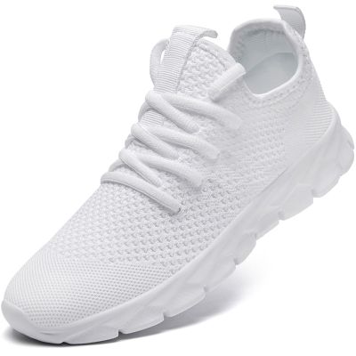 YITUHIO Mens Tennis Shoes Lace-up Sneakers for Walking Runner Standing All Day Work Light Weight,White,Mens Size 6.5