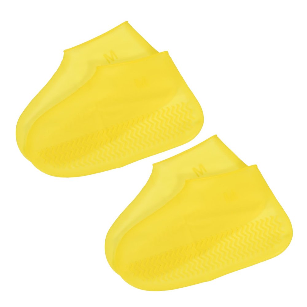 PATIKIL M Waterproof Silicone Shoe Covers, 2 Pairs Reusable Non-Slip Overshoes Rain Shoes Cover Protectors Galoshes for Outdoor Rain Snow, Yellow