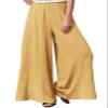 Hisanny Womens Plus Size Linen Pants Wide Leg Palazzo Trousers High Elastic Waist Flowy Culottes with Pockets Yellow XX-Large view 1