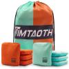 Timtaoth Dual Sided Corn Hole Bags Professional Cornhole Bags Set of 8 Regulation Size Weight Pro Corn Hole Bean Bags Slick and Stick (Turquoise&Orange) view 1