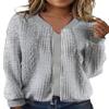 WROLEM Women's Zip Up Cardigan Sweater Cable Hoodies Long Sleeve Jacket Outfits Crewneck Casual Coat Grey view 1