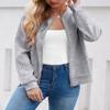 WROLEM Women's Zip Up Cardigan Sweater Cable Hoodies Long Sleeve Jacket Outfits Crewneck Casual Coat Grey view 3