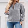 WROLEM Women's Zip Up Cardigan Sweater Cable Hoodies Long Sleeve Jacket Outfits Crewneck Casual Coat Grey view 4