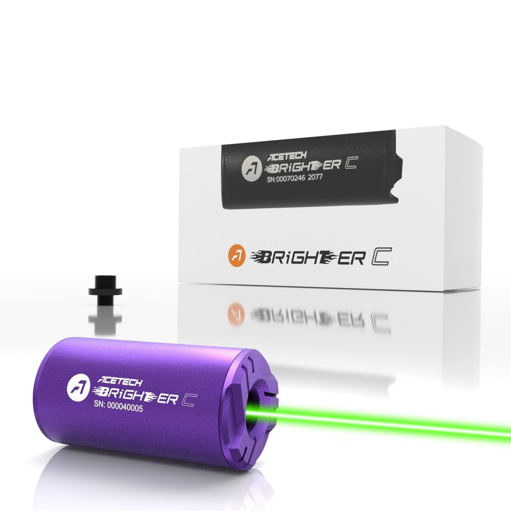ACETECH Airsoft Pistol/Riffle Tracer Unit Brighter C 14mm CCW Negative Thread with M14 to M11+ Adaptor Glow in The Dark Green/Gel BB LED Beam Lighting Effect (Violet)