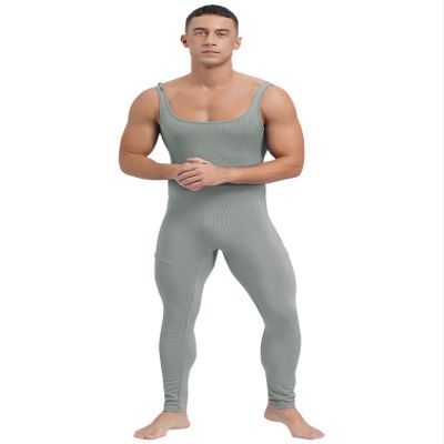 Vxuxlje Men's One Piece Athletic Unitard Square Neck Bodysuit Gymnastics Leotard Tight Jumpsuits Gray X-Large