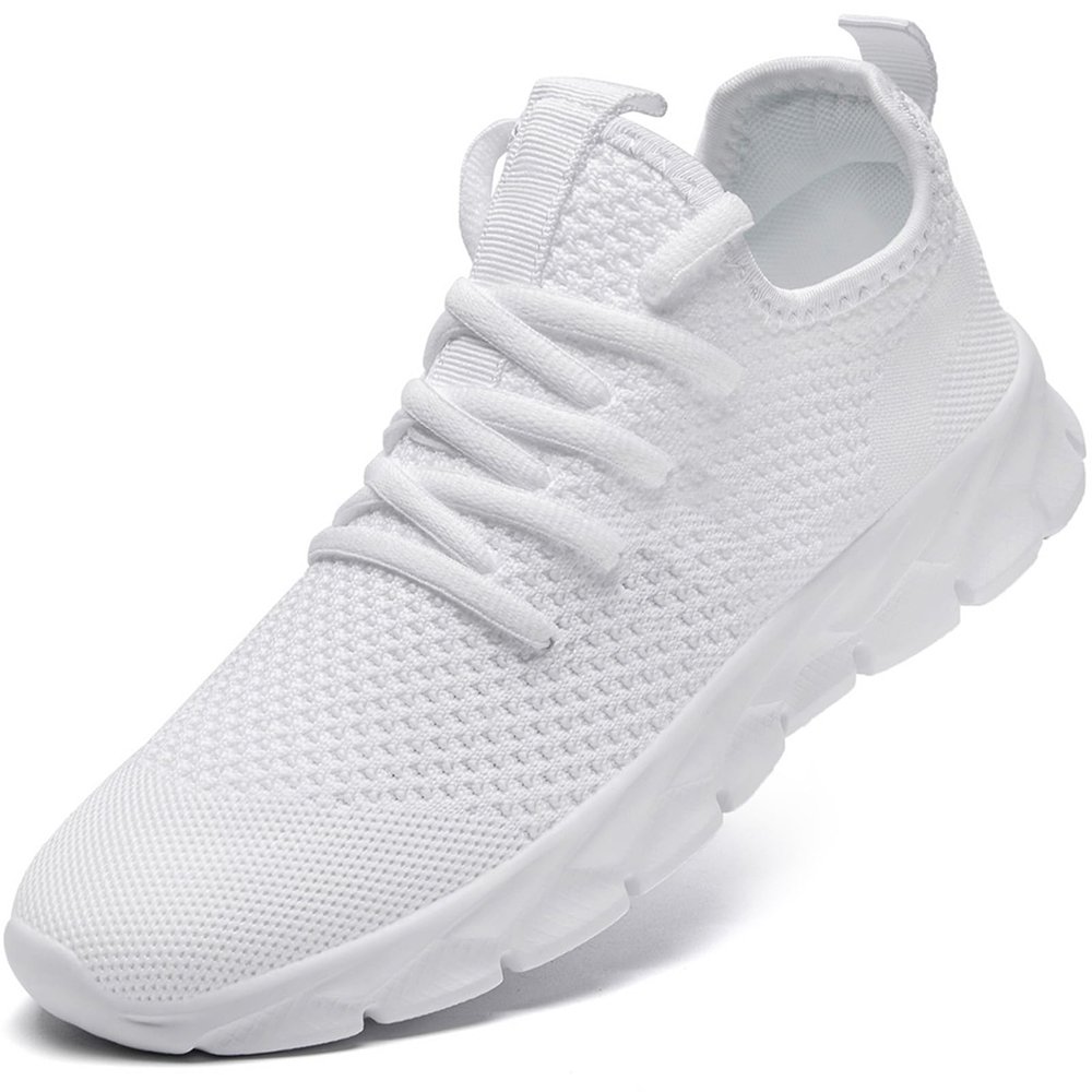 YITUHIO Mens Tennis Shoes Lace-up Sneakers for Walking Runner Standing All Day Work Light Weight,White,Mens Size 7