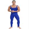 Vxuxlje Men's One Piece Athletic Unitard Square Neck Bodysuit Gymnastics Leotard Tight Jumpsuits Blue 3X-Large view 1