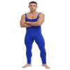 Vxuxlje Men's One Piece Athletic Unitard Square Neck Bodysuit Gymnastics Leotard Tight Jumpsuits Blue 3X-Large view 2